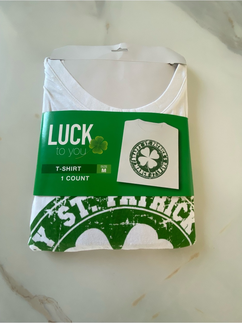 Luck To You St. Patrick's White & Green T-Shirt - Size M